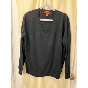 Joe Fresh Black Cashmere V-Neck Sweater Long Sleeve Pullover‎ Mens XL